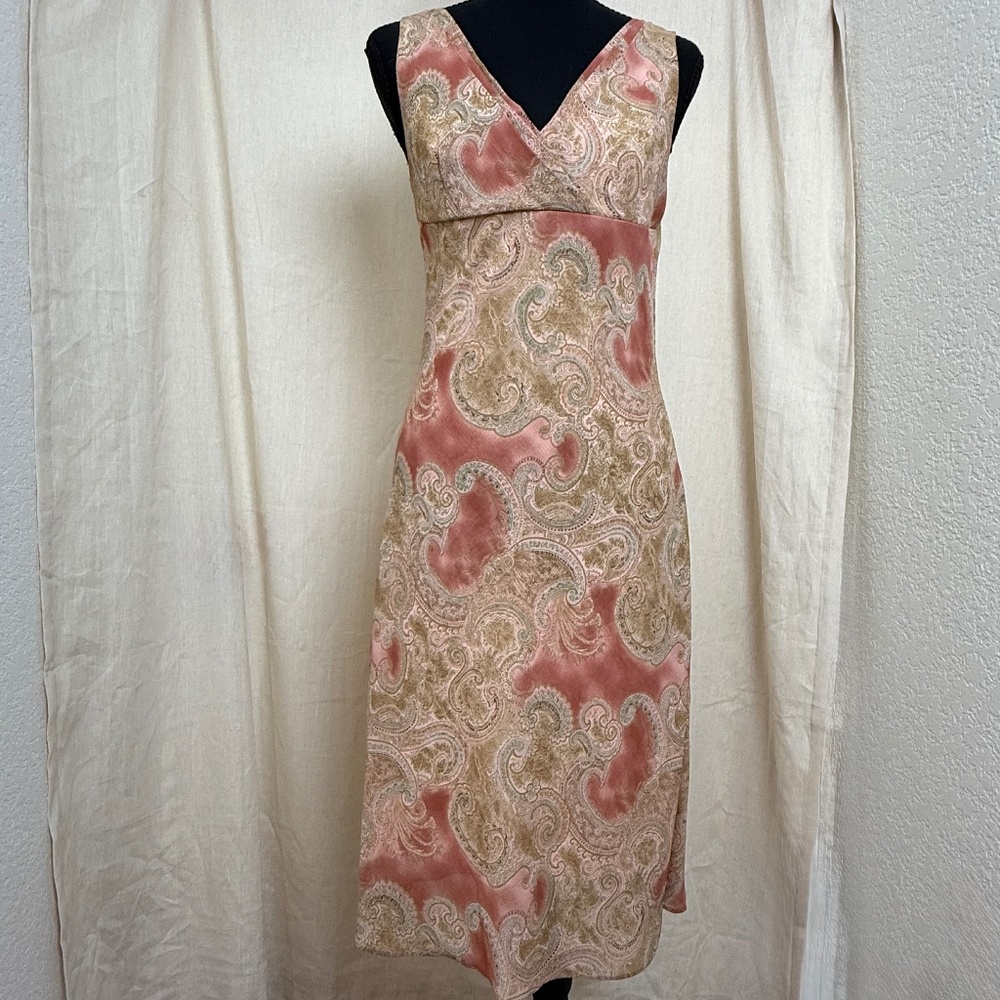 Y2K Pink Paisley Midi Dress Small